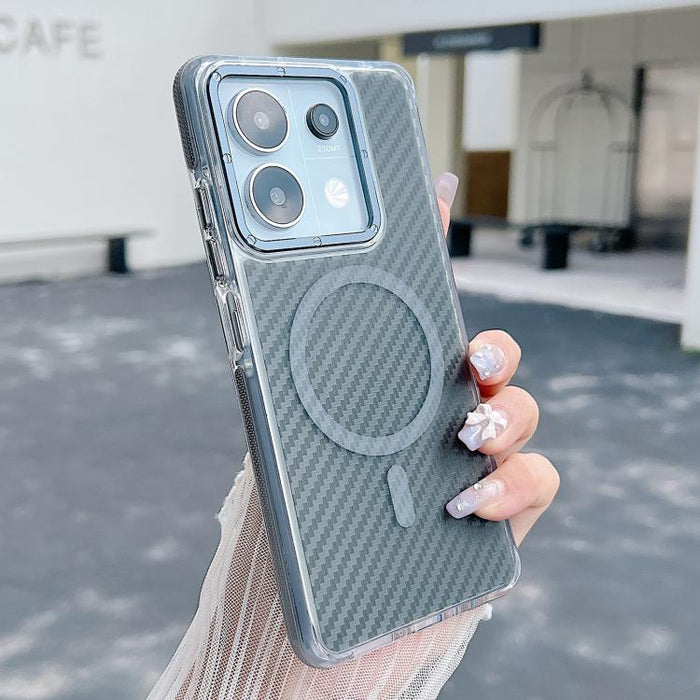 Funda para teléfono MagSafe con textura de fibra de carbono bicolor, For Redmi Note 15 Pro 5G Global 163.6mm