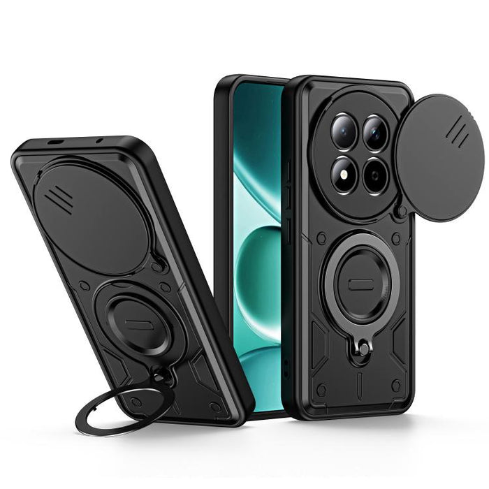 Funda para teléfono con soporte de anillo y cubierta deslizante para lente, For Redmi Note 15 Pro+ Global 163.3m, For Redmi Note 15 4G / 5G Global 164mm, For Redmi Note 15 Pro 4G Global 163.2mm, For Redmi Note 15 Pro 5G Global 163.6m