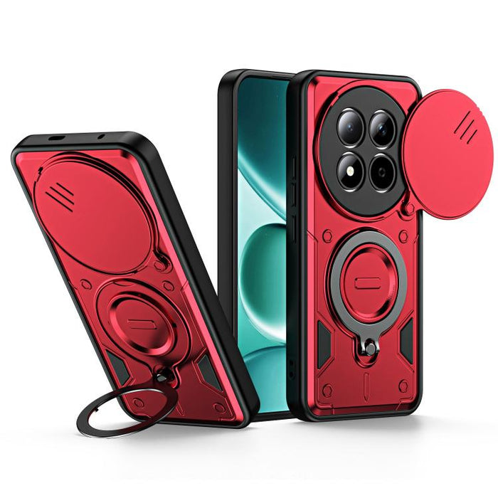 Funda para teléfono con soporte de anillo y cubierta deslizante para lente, For Redmi Note 15 Pro+ Global 163.3m, For Redmi Note 15 4G / 5G Global 164mm, For Redmi Note 15 Pro 4G Global 163.2mm, For Redmi Note 15 Pro 5G Global 163.6m