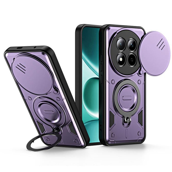 Funda para teléfono con soporte de anillo y cubierta deslizante para lente, For Redmi Note 15 Pro+ Global 163.3m, For Redmi Note 15 4G / 5G Global 164mm, For Redmi Note 15 Pro 4G Global 163.2mm, For Redmi Note 15 Pro 5G Global 163.6m