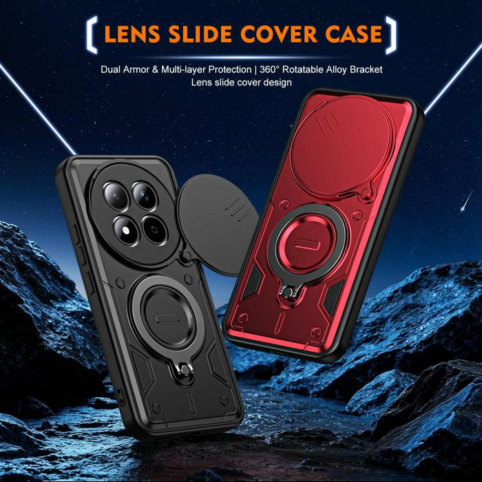 Funda para teléfono con soporte de anillo y cubierta deslizante para lente, For Redmi Note 15 Pro+ Global 163.3m, For Redmi Note 15 4G / 5G Global 164mm, For Redmi Note 15 Pro 4G Global 163.2mm, For Redmi Note 15 Pro 5G Global 163.6m