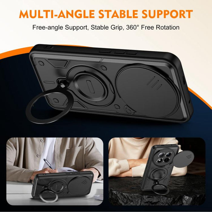 Funda para teléfono con soporte de anillo y cubierta deslizante para lente, For Redmi Note 15 Pro+ Global 163.3m, For Redmi Note 15 4G / 5G Global 164mm, For Redmi Note 15 Pro 4G Global 163.2mm, For Redmi Note 15 Pro 5G Global 163.6m
