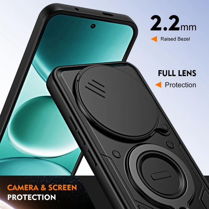 Funda para teléfono con soporte de anillo y cubierta deslizante para lente, For Redmi Note 15 Pro+ Global 163.3m, For Redmi Note 15 4G / 5G Global 164mm, For Redmi Note 15 Pro 4G Global 163.2mm, For Redmi Note 15 Pro 5G Global 163.6m