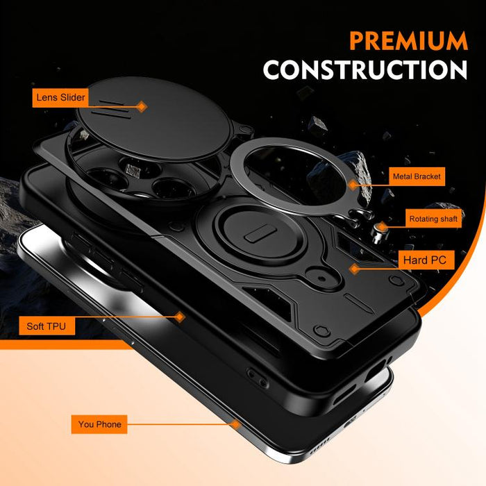 Funda para teléfono con soporte de anillo y cubierta deslizante para lente, For Redmi Note 15 Pro+ Global 163.3m, For Redmi Note 15 4G / 5G Global 164mm, For Redmi Note 15 Pro 4G Global 163.2mm, For Redmi Note 15 Pro 5G Global 163.6m