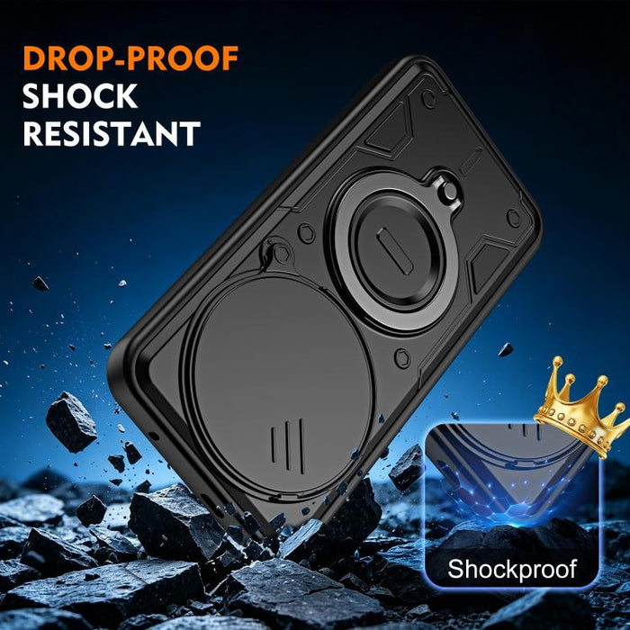 Funda para teléfono con soporte de anillo y cubierta deslizante para lente, For Redmi Note 15 Pro+ Global 163.3m, For Redmi Note 15 4G / 5G Global 164mm, For Redmi Note 15 Pro 4G Global 163.2mm, For Redmi Note 15 Pro 5G Global 163.6m