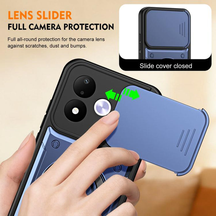 Funda para teléfono con soporte de anillo y cubierta deslizante para lente, For Redmi Note 15 Pro+ Global 163.3m, For Redmi Note 15 4G / 5G Global 164mm, For Redmi Note 15 Pro 4G Global 163.2mm, For Redmi Note 15 Pro 5G Global 163.6m