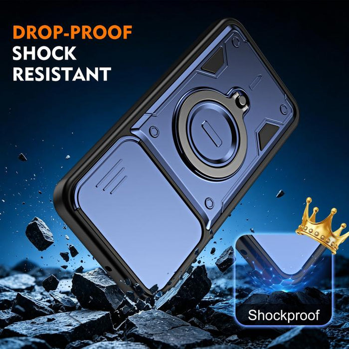 Funda para teléfono con soporte de anillo y cubierta deslizante para lente, For Redmi Note 15 Pro+ Global 163.3m, For Redmi Note 15 4G / 5G Global 164mm, For Redmi Note 15 Pro 4G Global 163.2mm, For Redmi Note 15 Pro 5G Global 163.6m