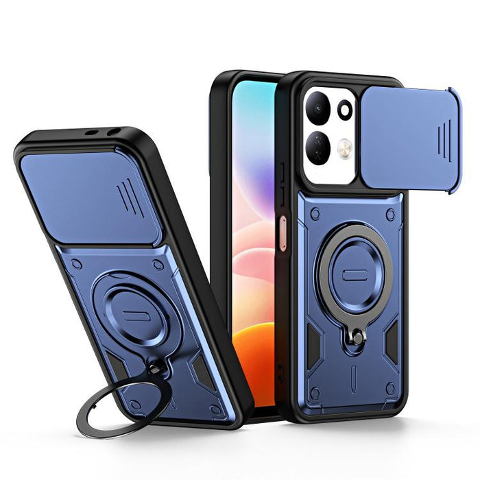 Funda para teléfono con soporte de anillo y cubierta deslizante para lente, For Redmi Note 15 Pro+ Global 163.3m, For Redmi Note 15 4G / 5G Global 164mm, For Redmi Note 15 Pro 4G Global 163.2mm, For Redmi Note 15 Pro 5G Global 163.6m