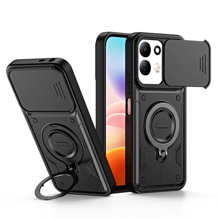 Funda para teléfono con soporte de anillo y cubierta deslizante para lente, For Redmi Note 15 Pro+ Global 163.3m, For Redmi Note 15 4G / 5G Global 164mm, For Redmi Note 15 Pro 4G Global 163.2mm, For Redmi Note 15 Pro 5G Global 163.6m