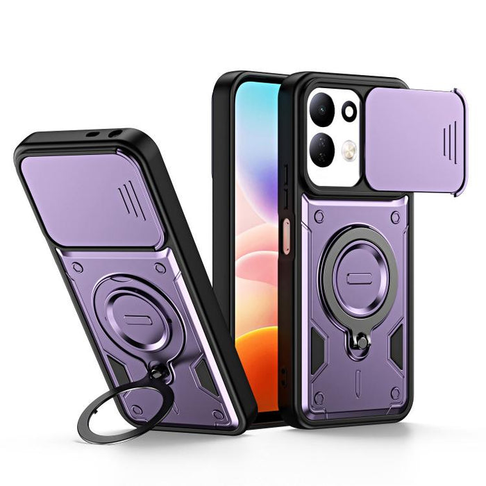 Funda para teléfono con soporte de anillo y cubierta deslizante para lente, For Redmi Note 15 Pro+ Global 163.3m, For Redmi Note 15 4G / 5G Global 164mm, For Redmi Note 15 Pro 4G Global 163.2mm, For Redmi Note 15 Pro 5G Global 163.6m