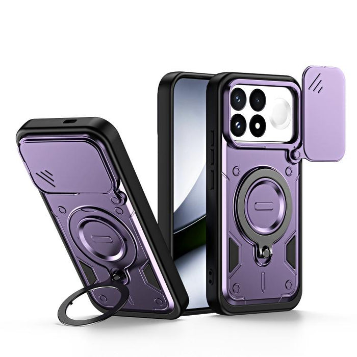 Funda para teléfono con soporte de anillo y cubierta deslizante para lente, For Redmi Note 15 Pro+ Global 163.3m, For Redmi Note 15 4G / 5G Global 164mm, For Redmi Note 15 Pro 4G Global 163.2mm, For Redmi Note 15 Pro 5G Global 163.6m