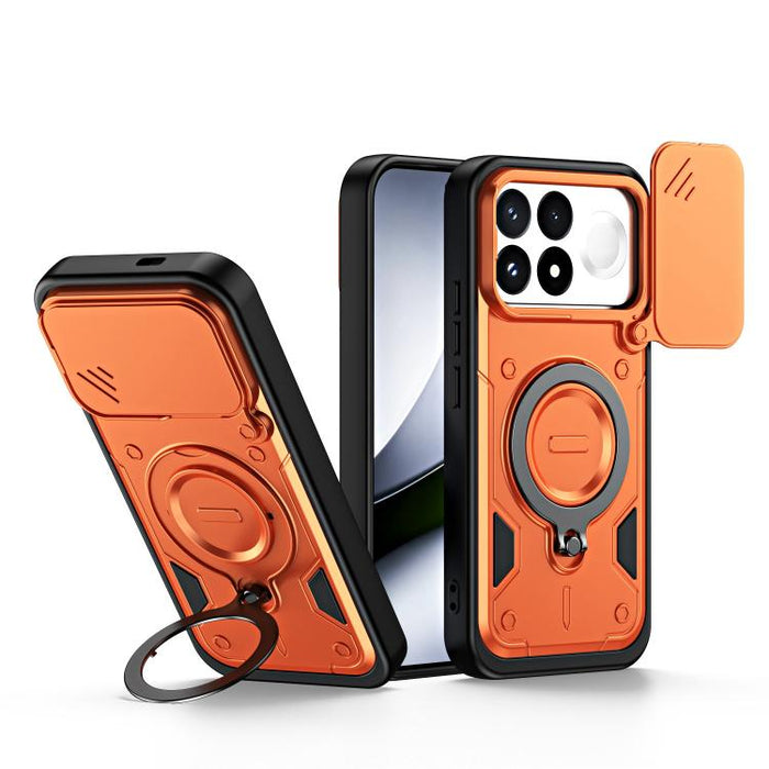 Funda para teléfono con soporte de anillo y cubierta deslizante para lente, For Redmi Note 15 Pro+ Global 163.3m, For Redmi Note 15 4G / 5G Global 164mm, For Redmi Note 15 Pro 4G Global 163.2mm, For Redmi Note 15 Pro 5G Global 163.6m