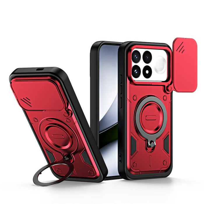 Funda para teléfono con soporte de anillo y cubierta deslizante para lente, For Redmi Note 15 Pro+ Global 163.3m, For Redmi Note 15 4G / 5G Global 164mm, For Redmi Note 15 Pro 4G Global 163.2mm, For Redmi Note 15 Pro 5G Global 163.6m