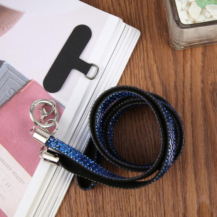 Cordón para teléfono con diamantes de imitación brillantes y almohadilla