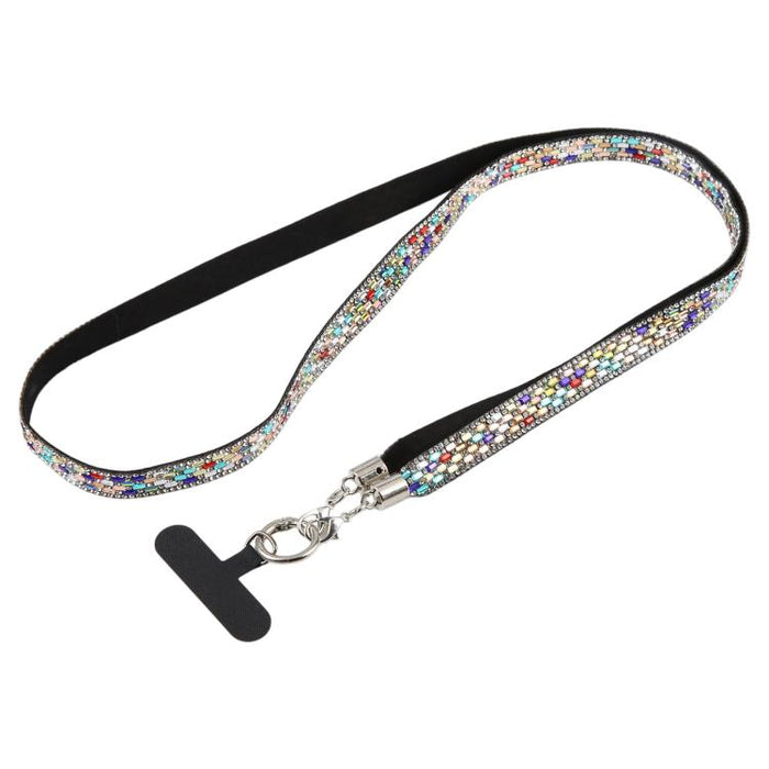 Cordón para teléfono con diamantes de imitación brillantes y almohadilla
