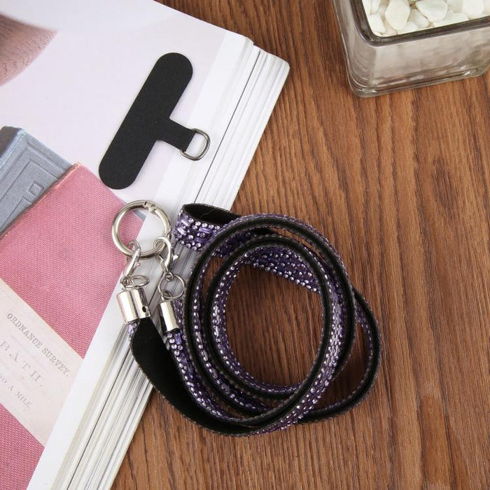 Cordón para teléfono con diamantes de imitación brillantes y almohadilla