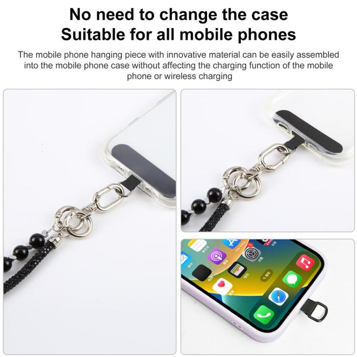 Cordón para teléfono con perlas y diamantes de imitación brillantes y cuentas de cristal desmontables.