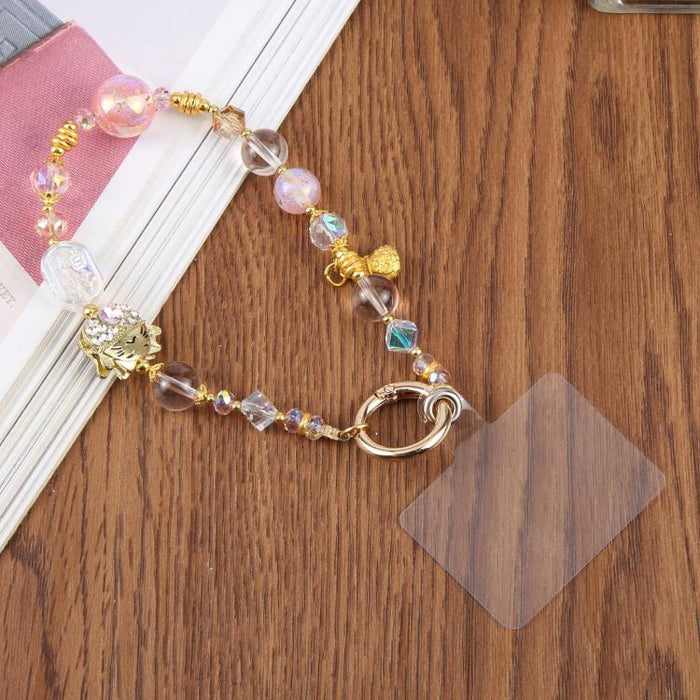 Cordón para teléfono con forma de gato de la suerte incrustado de diamantes