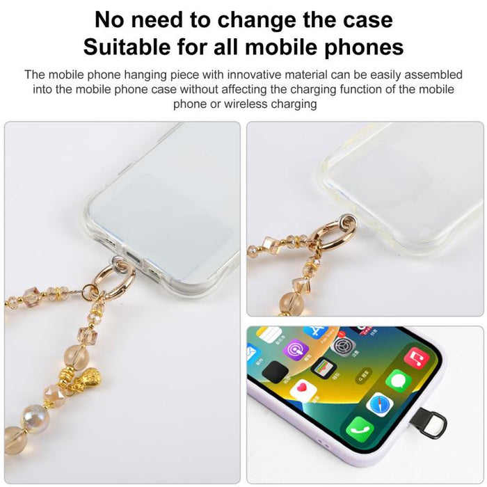 Cordón para teléfono con forma de gato de la suerte incrustado de diamantes