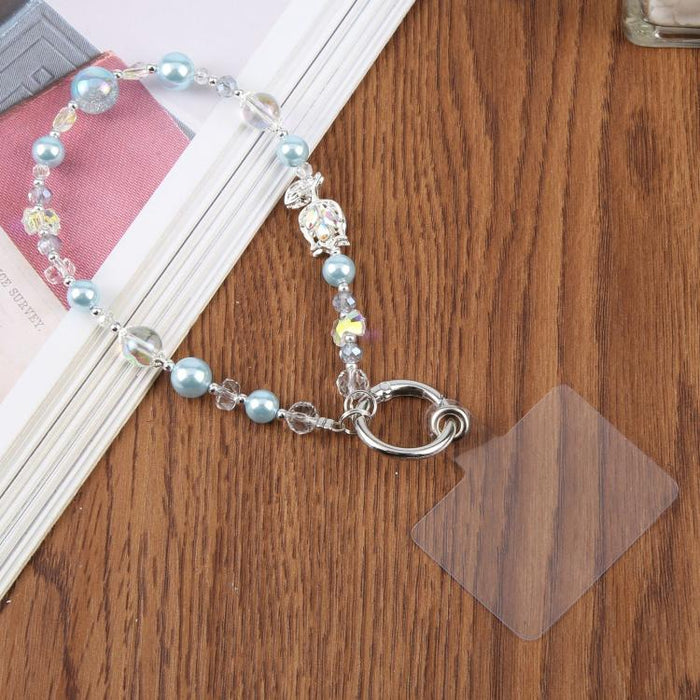 Cordón para teléfono con cadena de cuentas y flor de tulipán