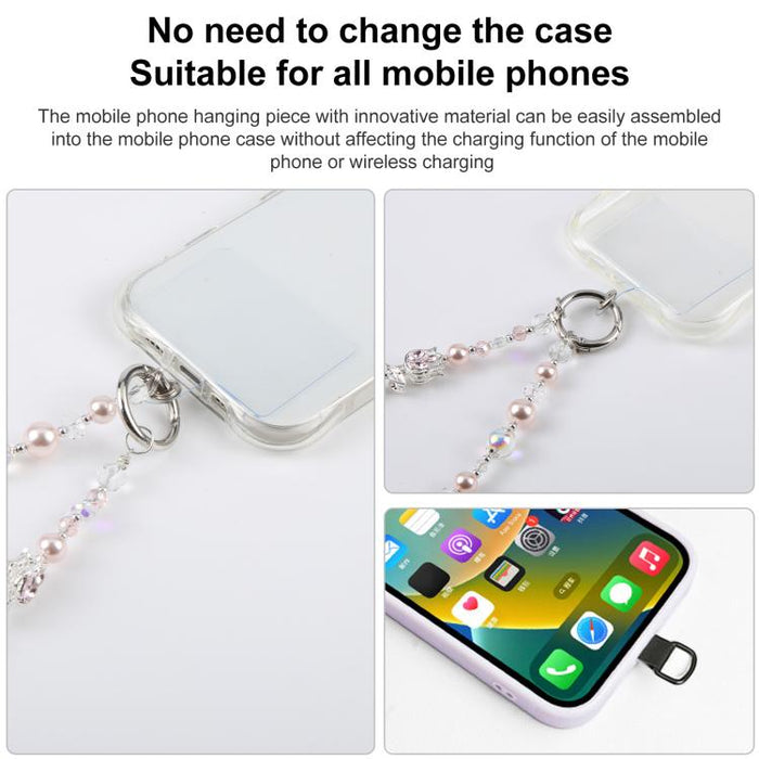 Cordón para teléfono con cadena de cuentas y flor de tulipán