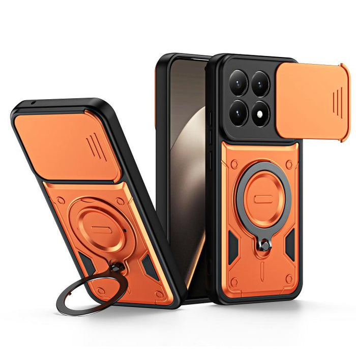 Funda para teléfono con soporte de anillo y cubierta deslizante para lente, For Xiaomi 17 Pro Max, For Xiaomi 17 Pro, For Xiaomi 17, For Xiaomi 15T Pro 5G, For Xiaomi 15T 5G