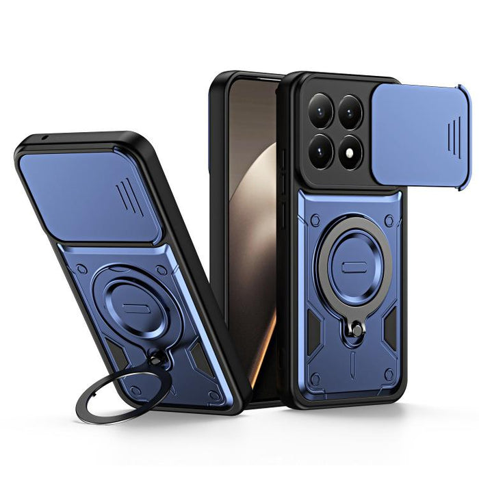 Funda para teléfono con soporte de anillo y cubierta deslizante para lente, For Xiaomi 17 Pro Max, For Xiaomi 17 Pro, For Xiaomi 17, For Xiaomi 15T Pro 5G, For Xiaomi 15T 5G