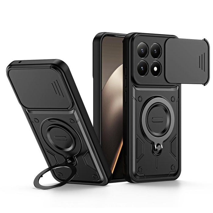 Funda para teléfono con soporte de anillo y cubierta deslizante para lente, For Xiaomi 17 Pro Max, For Xiaomi 17 Pro, For Xiaomi 17, For Xiaomi 15T Pro 5G, For Xiaomi 15T 5G