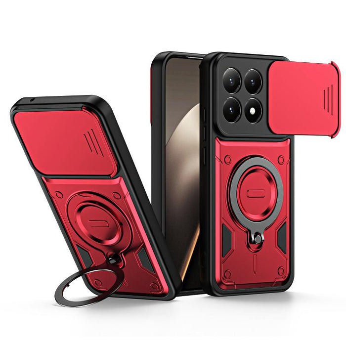Funda para teléfono con soporte de anillo y cubierta deslizante para lente, For Xiaomi 17 Pro Max, For Xiaomi 17 Pro, For Xiaomi 17, For Xiaomi 15T Pro 5G, For Xiaomi 15T 5G