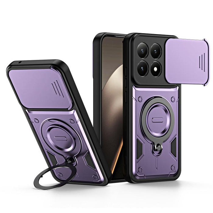 Funda para teléfono con soporte de anillo y cubierta deslizante para lente, For Xiaomi 17 Pro Max, For Xiaomi 17 Pro, For Xiaomi 17, For Xiaomi 15T Pro 5G, For Xiaomi 15T 5G