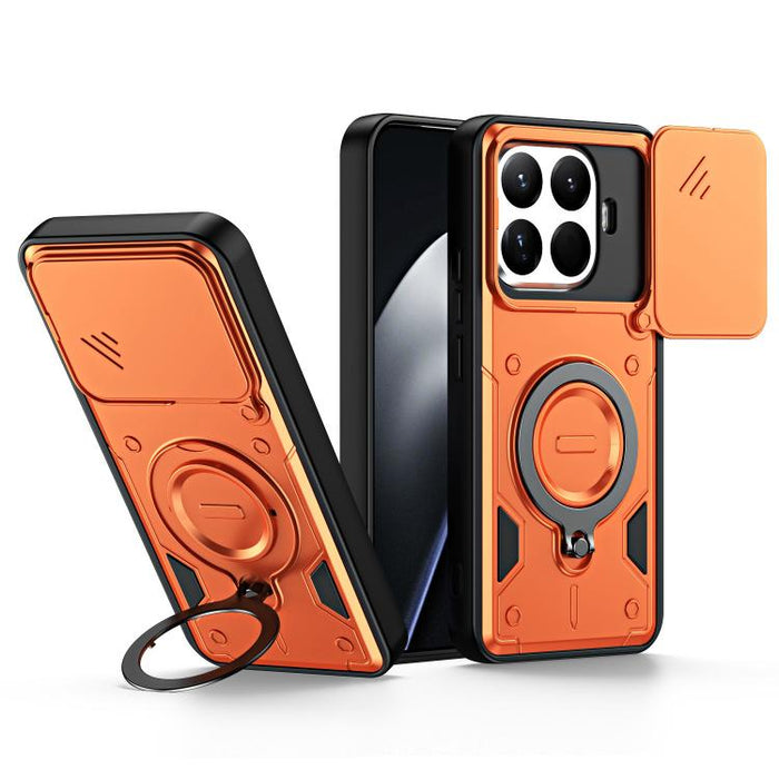 Funda para teléfono con soporte de anillo y cubierta deslizante para lente, For Xiaomi 17 Pro Max, For Xiaomi 17 Pro, For Xiaomi 17, For Xiaomi 15T Pro 5G, For Xiaomi 15T 5G