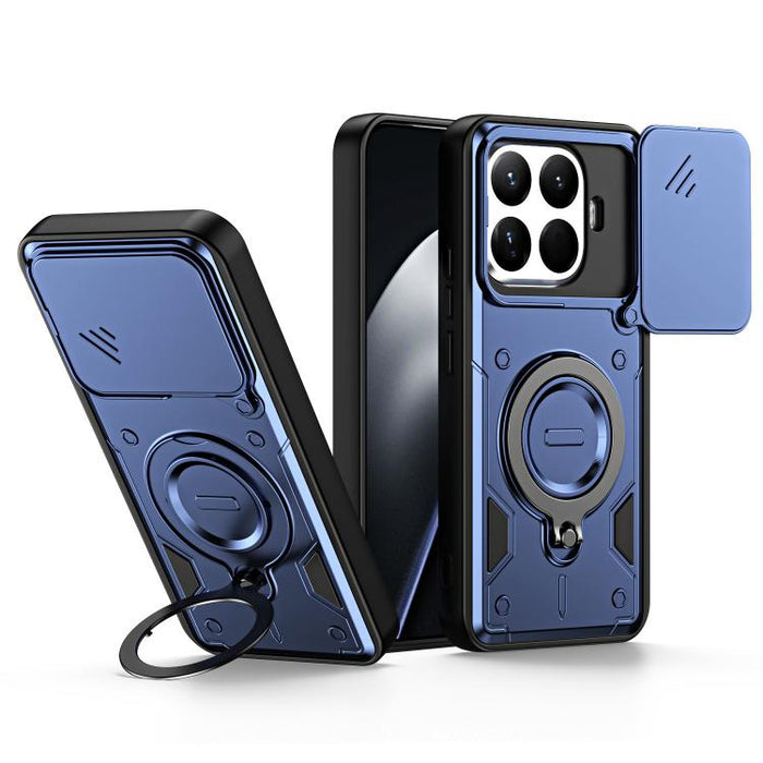 Funda para teléfono con soporte de anillo y cubierta deslizante para lente, For Xiaomi 17 Pro Max, For Xiaomi 17 Pro, For Xiaomi 17, For Xiaomi 15T Pro 5G, For Xiaomi 15T 5G