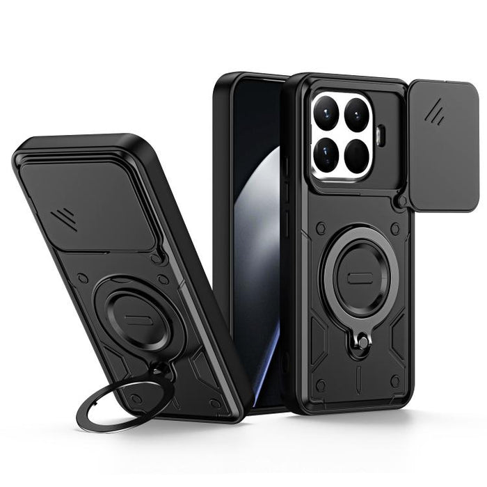 Funda para teléfono con soporte de anillo y cubierta deslizante para lente, For Xiaomi 17 Pro Max, For Xiaomi 17 Pro, For Xiaomi 17, For Xiaomi 15T Pro 5G, For Xiaomi 15T 5G
