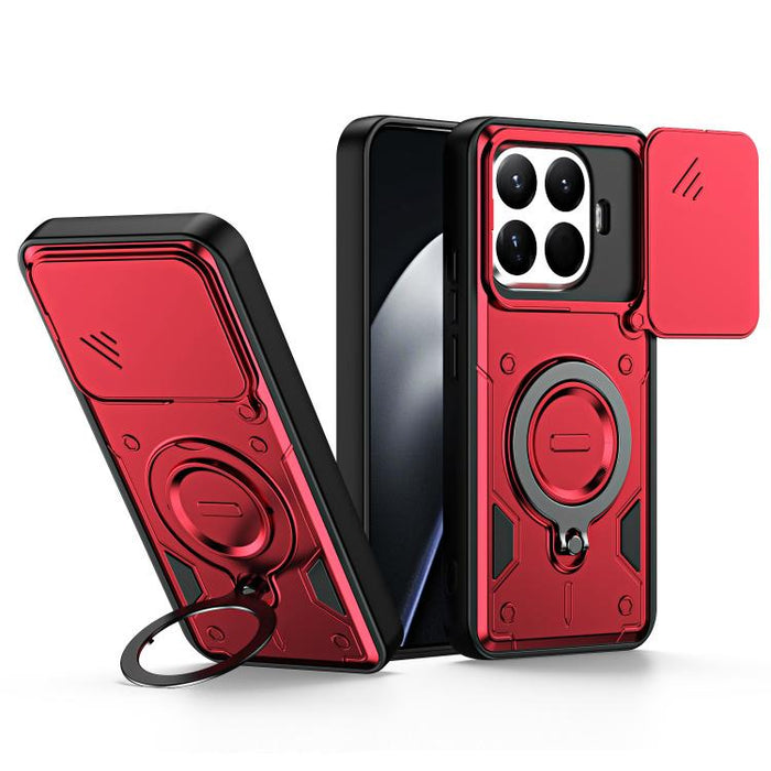 Funda para teléfono con soporte de anillo y cubierta deslizante para lente, For Xiaomi 17 Pro Max, For Xiaomi 17 Pro, For Xiaomi 17, For Xiaomi 15T Pro 5G, For Xiaomi 15T 5G