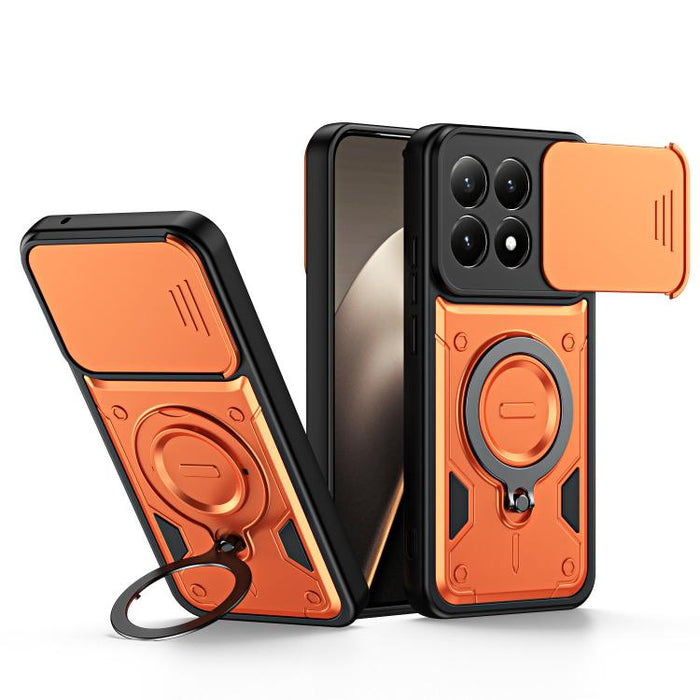 Funda para teléfono con soporte de anillo y cubierta deslizante para lente, For Xiaomi 17 Pro Max, For Xiaomi 17 Pro, For Xiaomi 17, For Xiaomi 15T Pro 5G, For Xiaomi 15T 5G