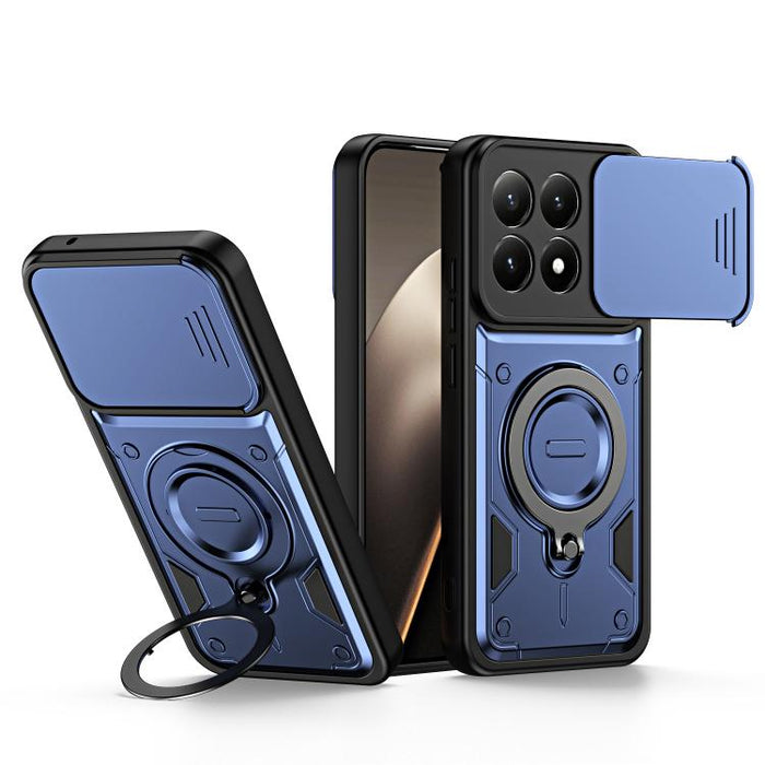 Funda para teléfono con soporte de anillo y cubierta deslizante para lente, For Xiaomi 17 Pro Max, For Xiaomi 17 Pro, For Xiaomi 17, For Xiaomi 15T Pro 5G, For Xiaomi 15T 5G