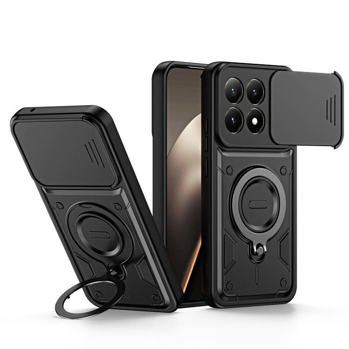 Funda para teléfono con soporte de anillo y cubierta deslizante para lente, For Xiaomi 17 Pro Max, For Xiaomi 17 Pro, For Xiaomi 17, For Xiaomi 15T Pro 5G, For Xiaomi 15T 5G