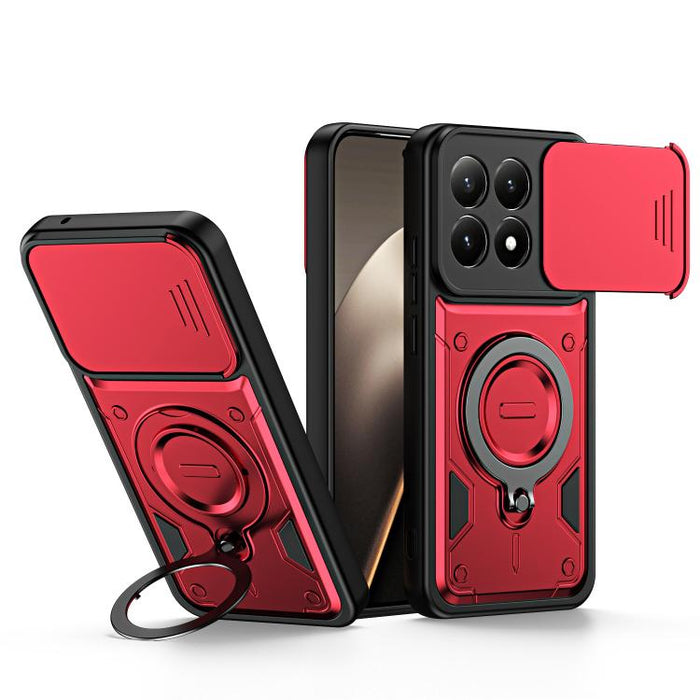 Funda para teléfono con soporte de anillo y cubierta deslizante para lente, For Xiaomi 17 Pro Max, For Xiaomi 17 Pro, For Xiaomi 17, For Xiaomi 15T Pro 5G, For Xiaomi 15T 5G