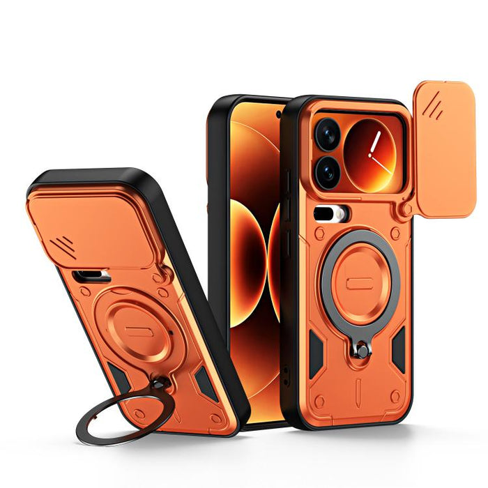 Funda para teléfono con soporte de anillo y cubierta deslizante para lente, For Xiaomi 17 Pro Max, For Xiaomi 17 Pro, For Xiaomi 17, For Xiaomi 15T Pro 5G, For Xiaomi 15T 5G