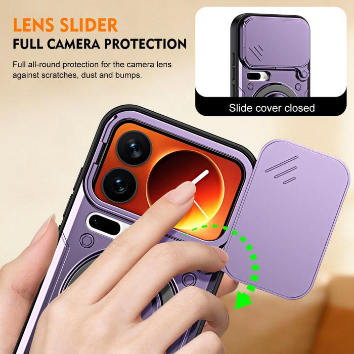 Funda para teléfono con soporte de anillo y cubierta deslizante para lente, For Xiaomi 17 Pro Max, For Xiaomi 17 Pro, For Xiaomi 17, For Xiaomi 15T Pro 5G, For Xiaomi 15T 5G