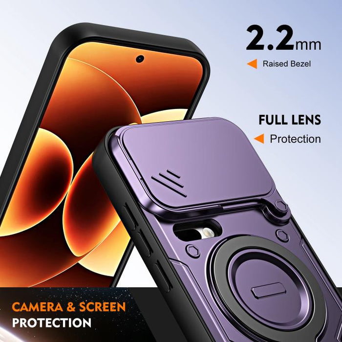 Funda para teléfono con soporte de anillo y cubierta deslizante para lente, For Xiaomi 17 Pro Max, For Xiaomi 17 Pro, For Xiaomi 17, For Xiaomi 15T Pro 5G, For Xiaomi 15T 5G