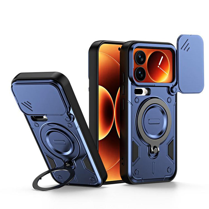 Funda para teléfono con soporte de anillo y cubierta deslizante para lente, For Xiaomi 17 Pro Max, For Xiaomi 17 Pro, For Xiaomi 17, For Xiaomi 15T Pro 5G, For Xiaomi 15T 5G