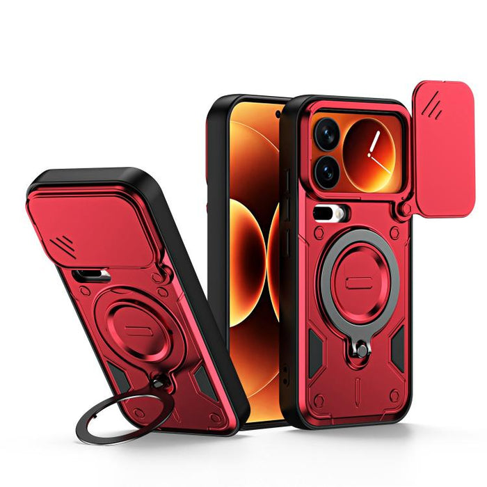 Funda para teléfono con soporte de anillo y cubierta deslizante para lente, For Xiaomi 17 Pro Max, For Xiaomi 17 Pro, For Xiaomi 17, For Xiaomi 15T Pro 5G, For Xiaomi 15T 5G