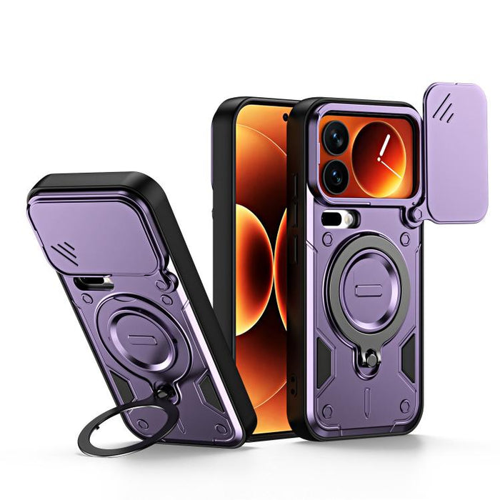 Funda para teléfono con soporte de anillo y cubierta deslizante para lente, For Xiaomi 17 Pro Max, For Xiaomi 17 Pro, For Xiaomi 17, For Xiaomi 15T Pro 5G, For Xiaomi 15T 5G