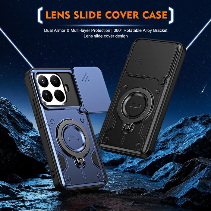 Funda para teléfono con soporte de anillo y cubierta deslizante para lente, For Xiaomi 17 Pro Max, For Xiaomi 17 Pro, For Xiaomi 17, For Xiaomi 15T Pro 5G, For Xiaomi 15T 5G