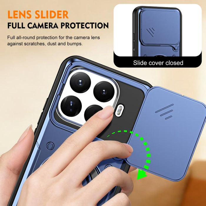 Funda para teléfono con soporte de anillo y cubierta deslizante para lente, For Xiaomi 17 Pro Max, For Xiaomi 17 Pro, For Xiaomi 17, For Xiaomi 15T Pro 5G, For Xiaomi 15T 5G