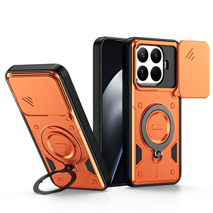 Funda para teléfono con soporte de anillo y cubierta deslizante para lente, For Xiaomi 17 Pro Max, For Xiaomi 17 Pro, For Xiaomi 17, For Xiaomi 15T Pro 5G, For Xiaomi 15T 5G