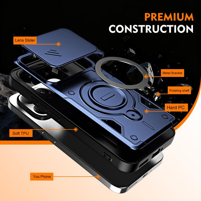 Funda para teléfono con soporte de anillo y cubierta deslizante para lente, For Xiaomi 17 Pro Max, For Xiaomi 17 Pro, For Xiaomi 17, For Xiaomi 15T Pro 5G, For Xiaomi 15T 5G