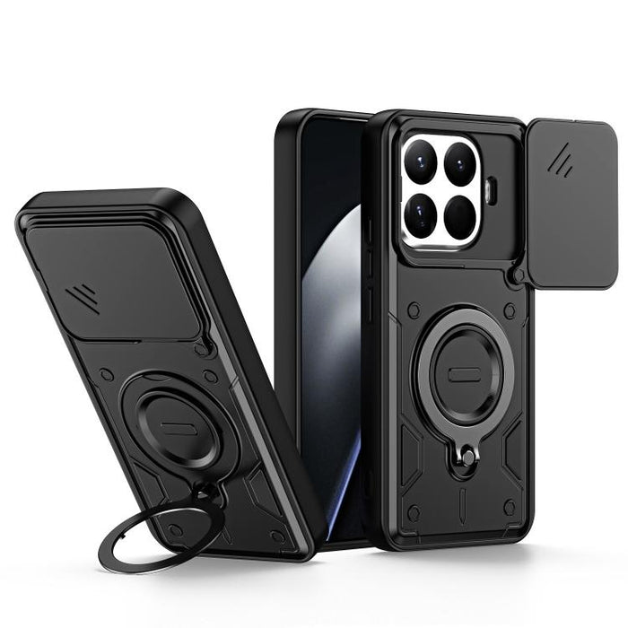 Funda para teléfono con soporte de anillo y cubierta deslizante para lente, For Xiaomi 17 Pro Max, For Xiaomi 17 Pro, For Xiaomi 17, For Xiaomi 15T Pro 5G, For Xiaomi 15T 5G