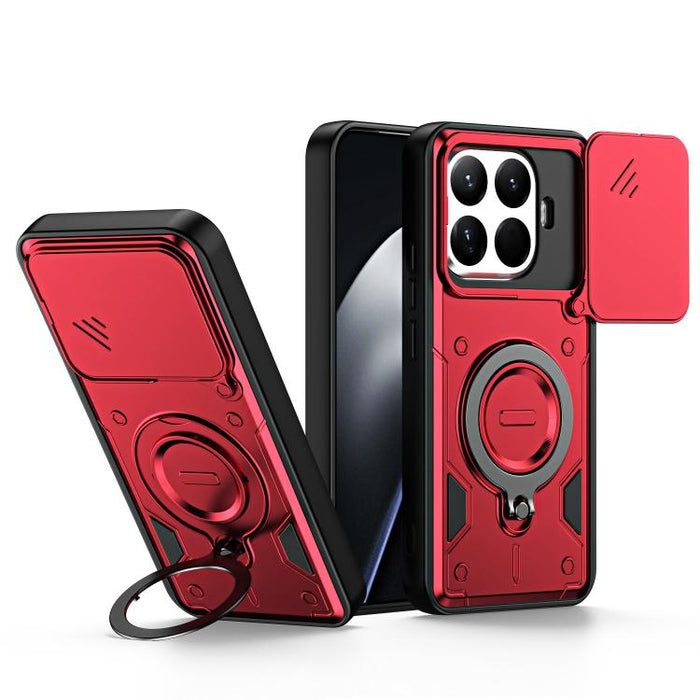 Funda para teléfono con soporte de anillo y cubierta deslizante para lente, For Xiaomi 17 Pro Max, For Xiaomi 17 Pro, For Xiaomi 17, For Xiaomi 15T Pro 5G, For Xiaomi 15T 5G